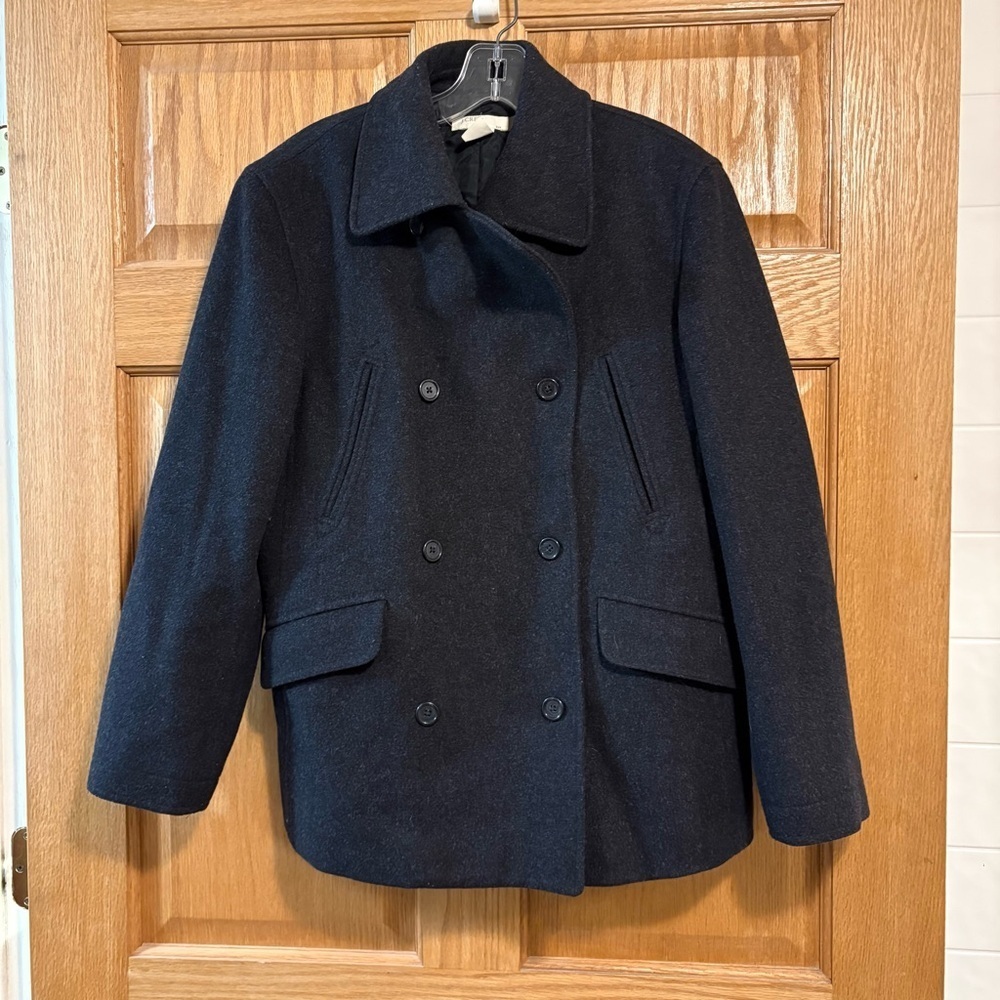 J. Crew Peacoat Insulated Dark Gray Double Breasted Wool Cashmere Women’s Size S